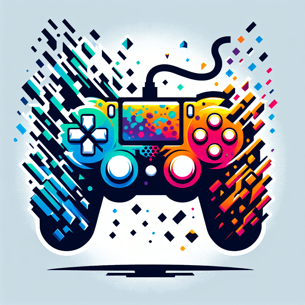 A emoji of a controller crumbling [incorporating elements of virtual reality] [with a futuristic edge]